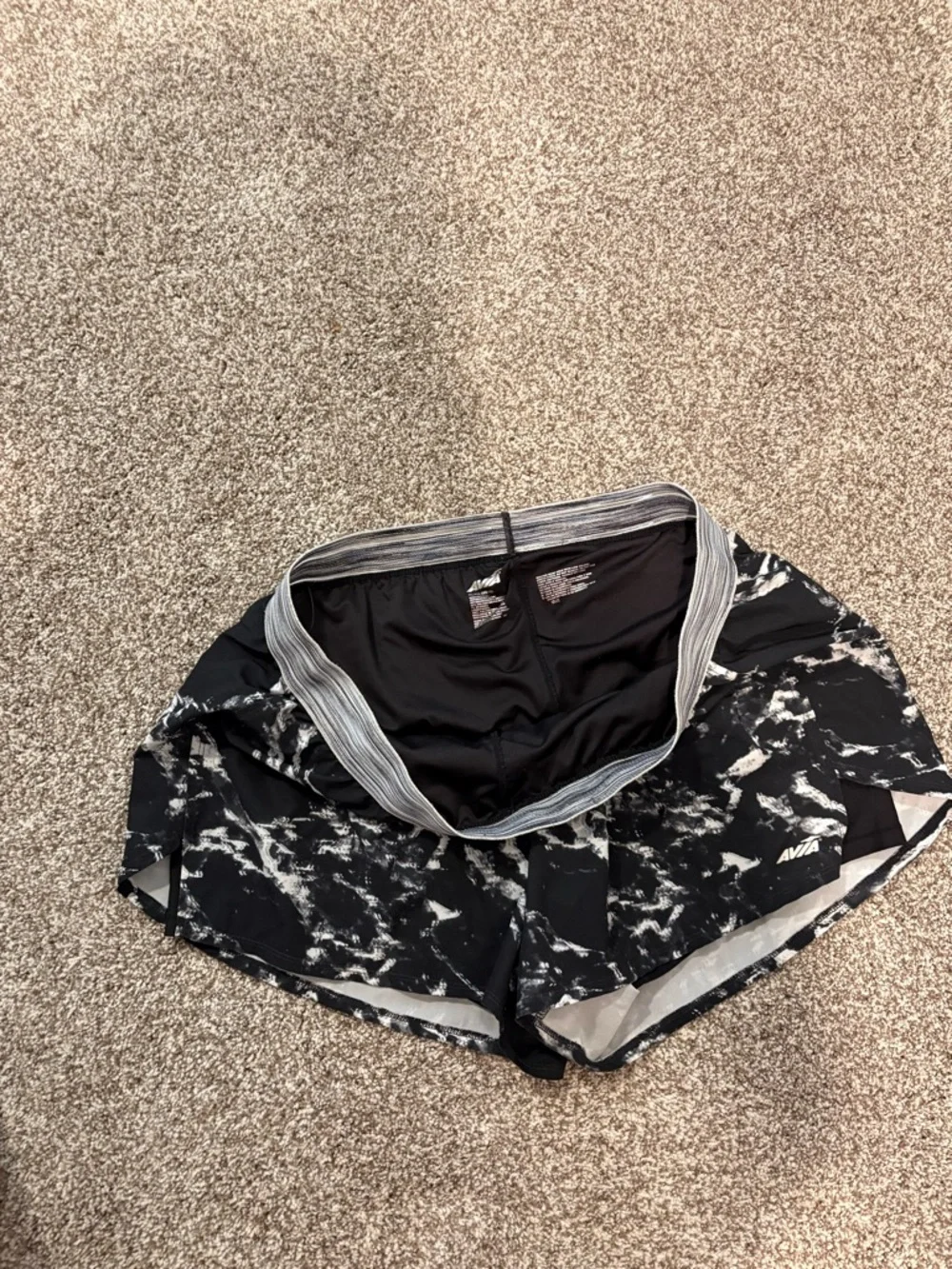Avia Black and White Marble Athletic Shorts - Picture 4 of 6